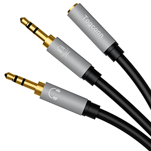 Headphone Y Splitter-Adapter 1/8 Inch AUX Audio Stereo, 3.5mm Female to Dual 3.5mm TRS Male Headphone Jack, Compatible with Smartphone, Samsung, Tablet, Laptop, PS4