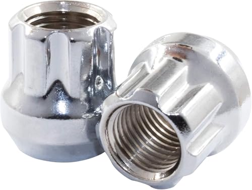 Image of Wheel Accessories Parts 24 Pcs M14x1.5 14x1.5 Thread Open End Bulge Acorn 25mm 1.00 inch Long Lug Nuts Chrome 7 Spline Truck Hex Fits Chevy Silverado GMC Sierra RAM 1500 Ford F150