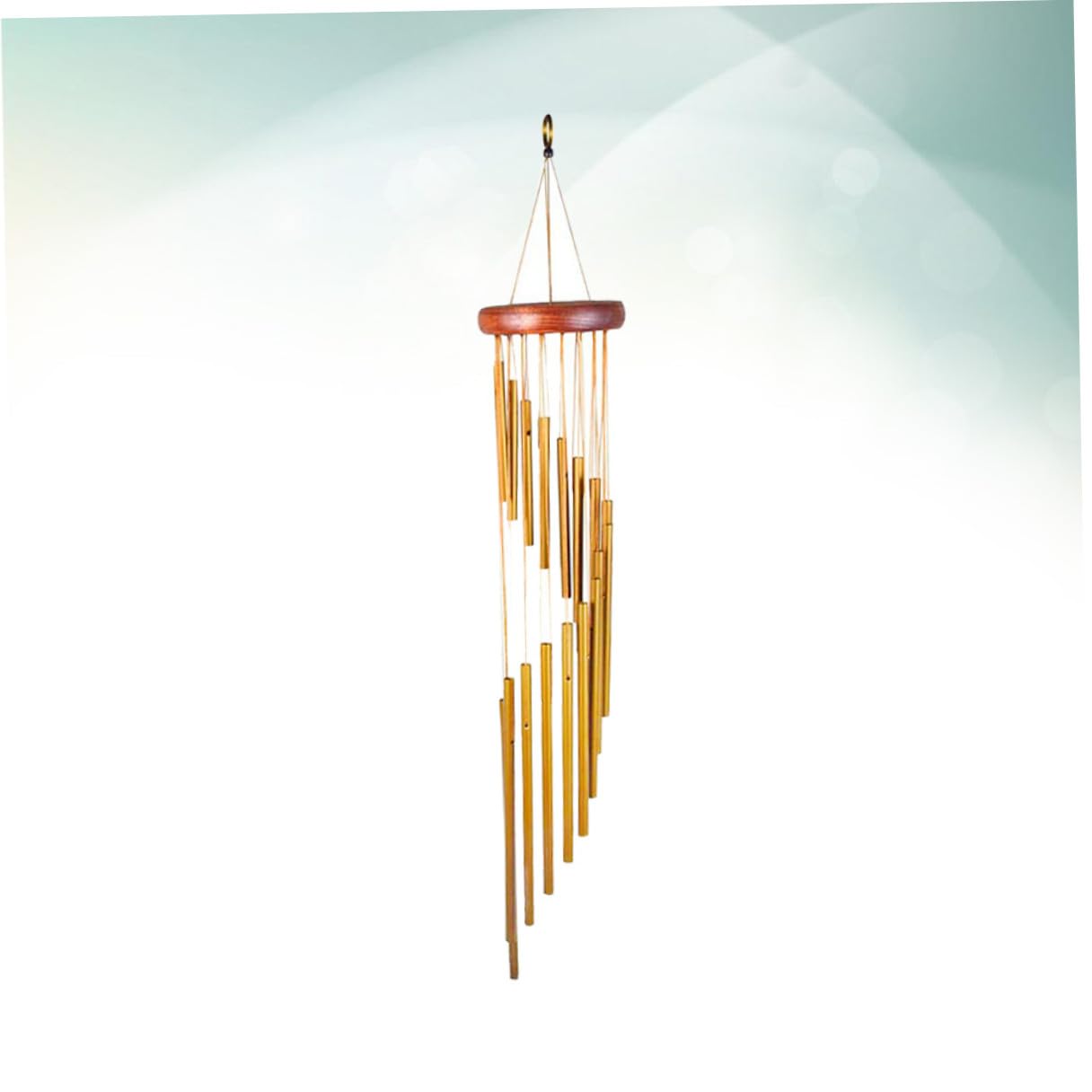 Campanas de Viento Grandes de 18 Tubos Esmerilados Dorados | Tubo de Afinación en Madera y Metal, Adornos Colgantes Paso a Paso, Música Duradera