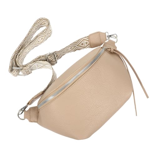 Bolso de pecho de PU para mujer tipo riñonera grande con cremallera ajustable