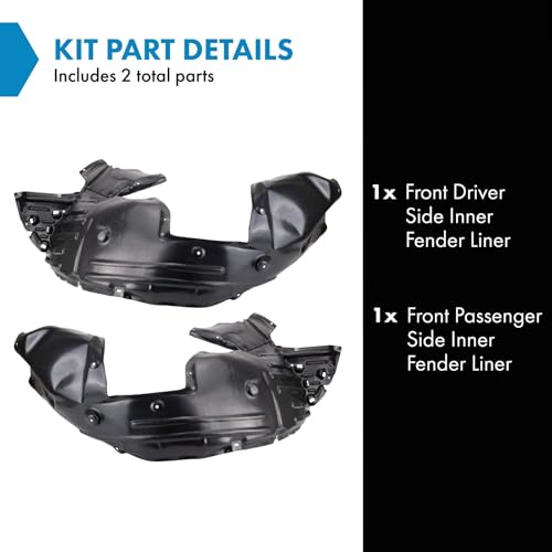 Image of TRQ Front Driver and Passenger Side Inner Fender Liner Set Compatible with 2016-2022 Honda Pilot 2019-2021 Passport 2017-2020 Ridgeline