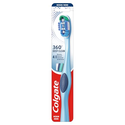 Colgate 360 Medio, Cepillo de Dientes Limpiador de Lengua y Mejillas - 1 ud