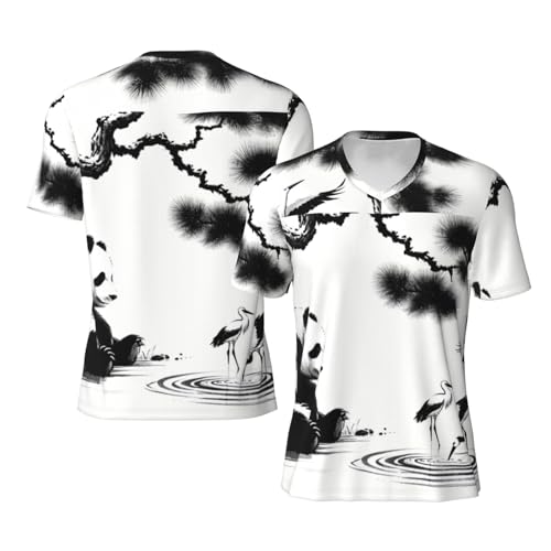 Stylish Athletic Sports Jersey Bird-Panda-Ink Men's Rugby Jersey Xx-Large