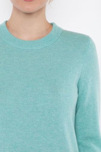 Image of JENNIE LIU Women's 100% Pure Cashmere Crew Neck Sweater, Tight Knit Cozy Soft Hand Washable Long Sleeve Pullover