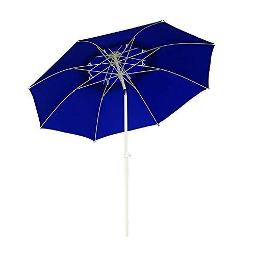 Sombrilla para patio azul contra viento con poste de inclinación
