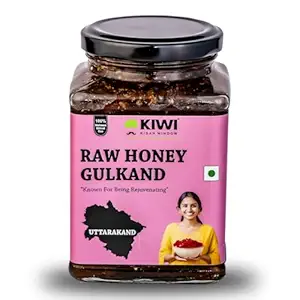 KIWI (Kisan Window) Damas Rose Honey Gulkand- 500g | 100% Pure with No Artificial Flavour | Sun Cooked Damas Rose Petals and Rock Sugar | No Added Refined Sugar | Rose Petal Jam- 500g