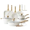 Sensarte nonstick ceramic cookware set 23 piece healthy pots and pans set non toxic kitchen cooking set with stay cool handles silicone utensils and pot protectors pfas pfoa free  urban country home decor