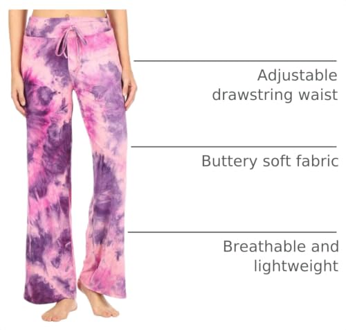 Image of Leggings Depot Women's Wide Leg Drawstring Pajama Pants for Lounge, Sleep