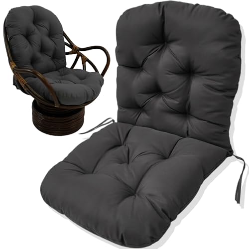 Cojín Para Silla Mecedora Giratoria, Almohadillas De Repuesto Lavables Y Resistentes A Los Rayos UV Para Silla Mecedora, Cojín Para Sillón Reclinable, Silla De Ratán, Cojín Para Asiento,Gris