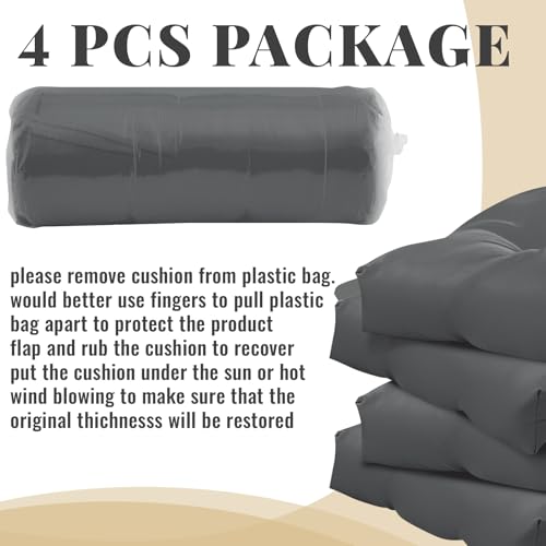 Image of Geelin 4 Pcs Outdoor Patio Chair Cushion Thick High Back Adirondack Chair Cushion Tufted Weather & Fade Resistant Anti-Slip Outside Rocking Chairs Pads with Ties 44 x 19 x 4 Inch (Dark Gray)