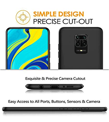Image of Mobile Back Cover Case for Xiaomi Redmi Note 9 Pro (Silicone Case|CameraProtection|Black SC1510)