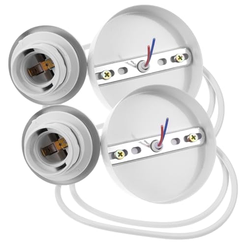 VICASKY 2pièces Douille à Vis Avec Support De Lampe Métallique Et Kit De Câble Pour Suspension Rosace De Plafond Pour Luminaires Suspendus