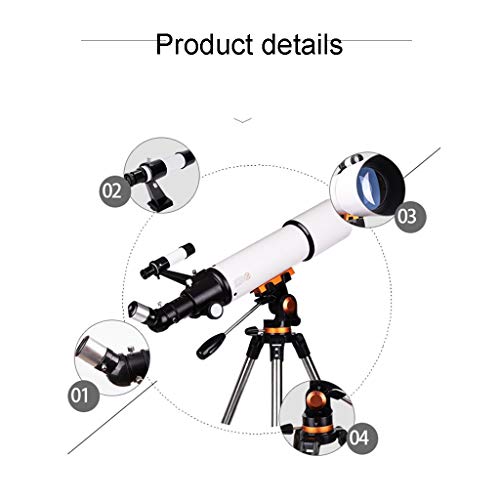 Telescopio con lente objetiva de 80 mm y trípode miniatura 4