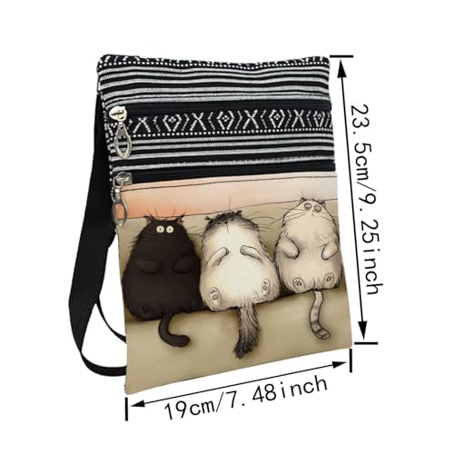 Funny Couch Cat Messenger Bag Small Ethnic Pattern Printed Adjustable Strap Crossbody Zipper Pouch Funny Couch Cat Phone Organizer Wallet Cute Shoulder Handbag for Women-32