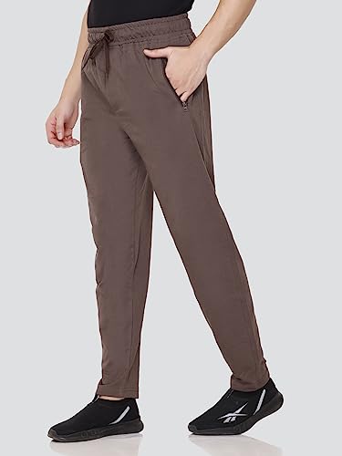 Image of Cotton Lowers for Men, Regular Fit, Zip Pocket, Night Pant, Joggers, Sports Trousers, Gym n Lounge Wear Track Pant for Boys Cambrige Brown XXL
