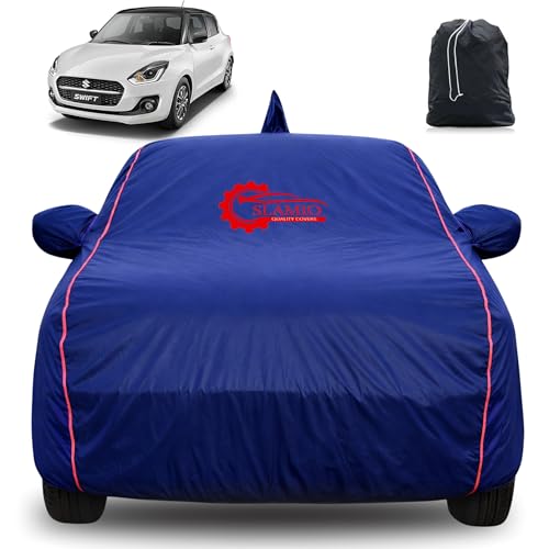 Image of 100% Waterproof Car Cover for Maruti Suzuki Swift 2018-2026 | All-Weather, Dustproof & UV Protection | Heavy-Duty 3-Layer Fabric | Custom Fit with Mirror & Antenna Pocket | Navy Blue