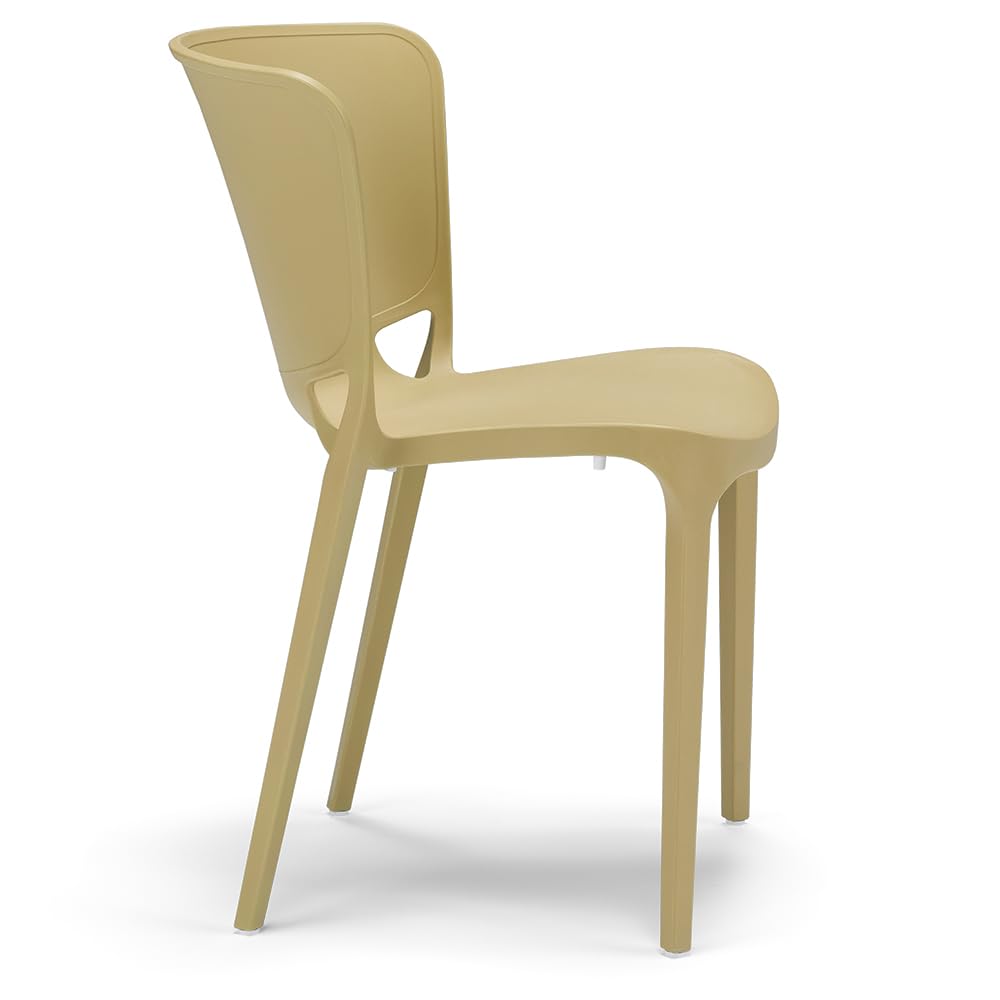 Set 4 sedie in polipropilene JUMBO, MADE IN ITALY, impilabile, resistente ai raggi UV, design moderno, ideale per sala da pranzo, cucina, sala d’attesa, bar, ristoranti o giardino (Senape, 4)
