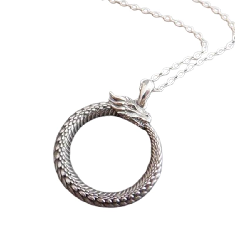 Collar de dragón Ouroboros de plata 925 el regalo ideal de mitología y fantasía