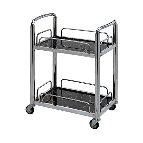 Stainless Steel 2-Layer Service Trolley Home RestauranHotel Wine Water CarFruiTray CarMultifunctional Storage Trolley Kit