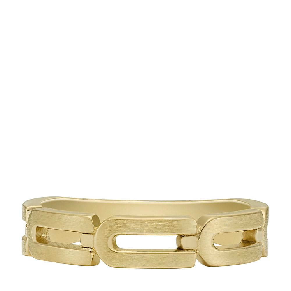 Fossil Men's Heritage D-Link Chain Gold-Tone Stainless Steel Band Ring, JF046947105