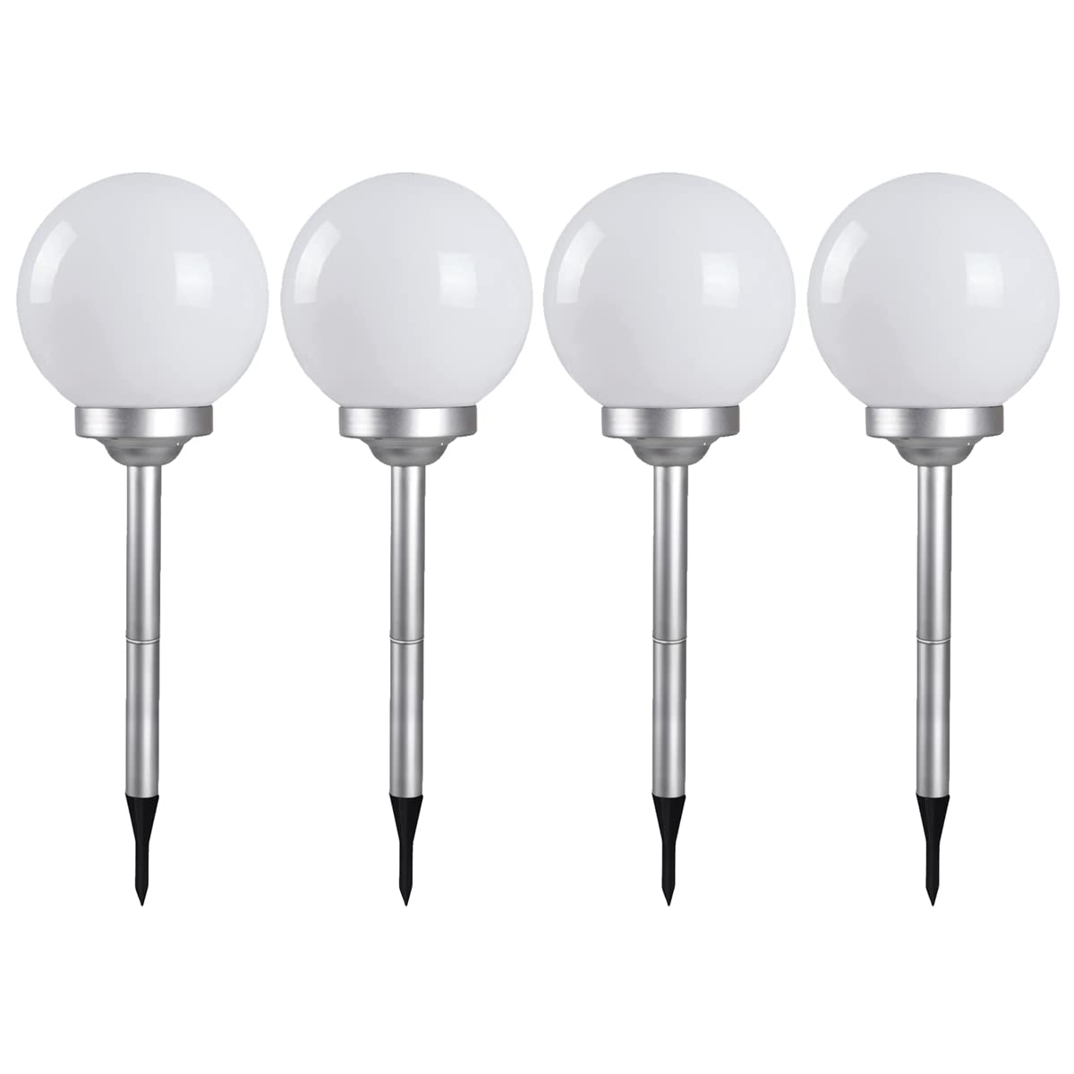Juego de 4 Bolas de Luz Solar para jardín, Lámparas LED de jardín, Bolardo solar, Iluminación solar exterior - Diámetro 15 x Altura 52 cm