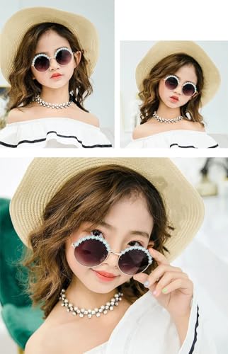 Round Kids Sunglasses Flower Baby Children Shades Sun Glasses Girls Cute Half Frame Metal Eyewear UV4003