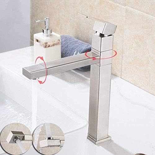 Robinet de cuisine de salle de bains nickel brossé mitigeur lavabo pivotant chaud froid
