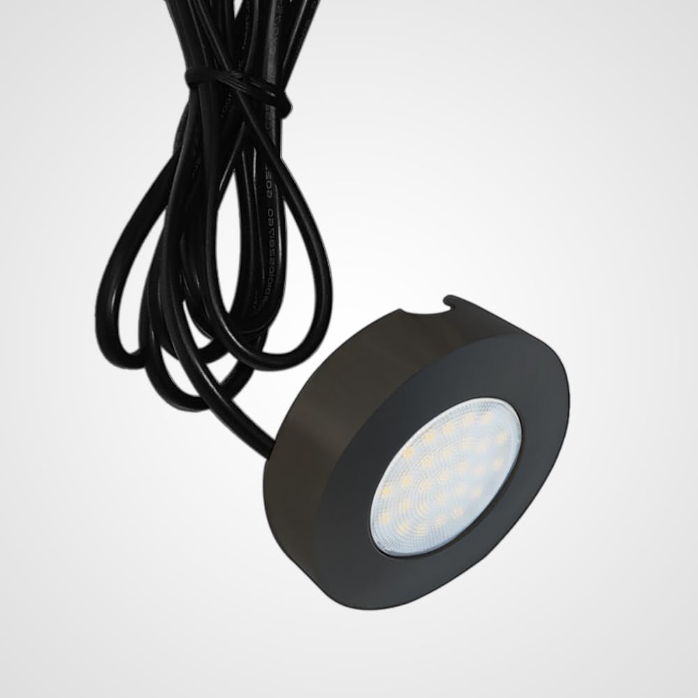 LED Pressed Steel Black Under Cabinet Circular Light | 2W 220lm CCT Colour Selectable | Kitchen Lighting | 240V (1)