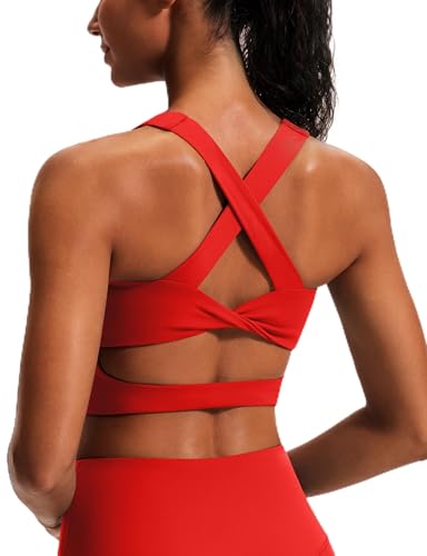 Image of Sports Bras for Women Criss-Cross Back Padded Workout Tank Tops Medium Support Crop Tops for Women