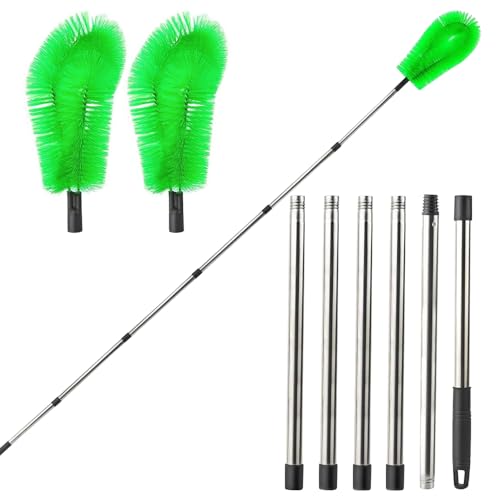 WDKXCN Telescopic Gutter Cleaner Tool with 6 Telescopic Poles and 2 Cleaning Brushes, Cleaning Leaves Debris Window Gutter Hanging Light - Image 7