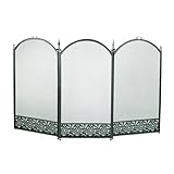 HERSIG- Protector Chimenea - Salvachispas Chimenea leña | Antichispas para Chimeneas de Leña - Rejilla Chimeneas Leña y Estufas - Plegable - 3 Hojas - 96,5 x 61 cm Diseño Decorado