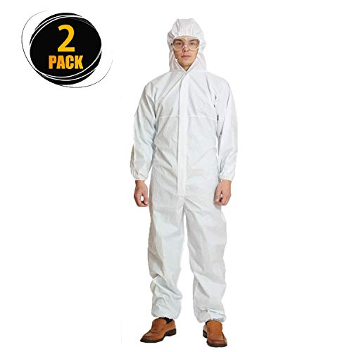 SONRU ?2PCS Einweg Overalls Hood Schutzanzug Atmungsaktive,Einteiliges Isolationskleid Leichte Und Staubfreie Arbeitskleidung Für Die Medizinische, Antibakterielle Desinfektion in Innenräumen