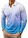 6 Pack Casual Long Sleeve Polo Shirts for Men 2025 Long Sleeve Gradient Color Pullover Tops (US, Alpha, Large, Regular, Short, #5)