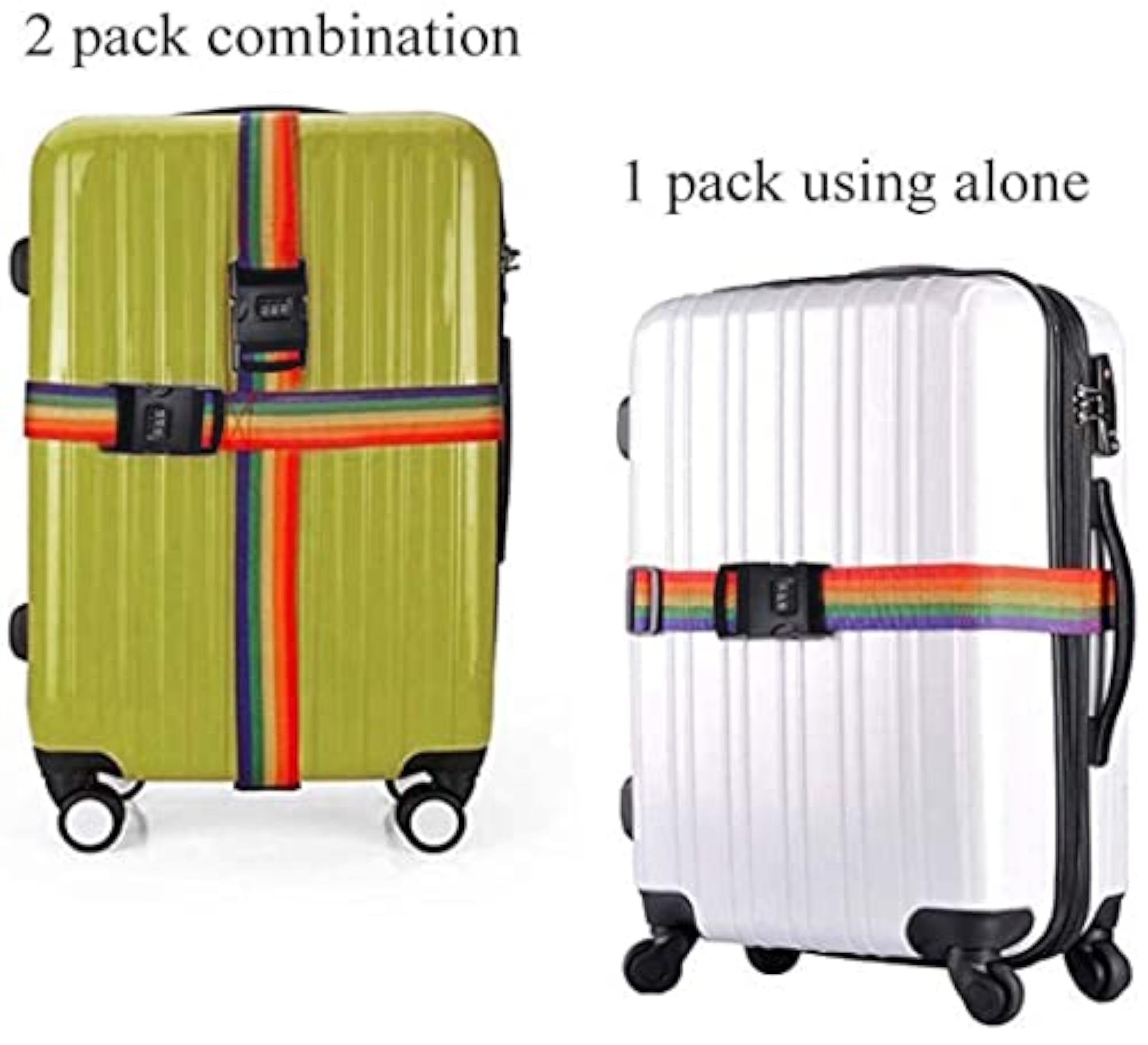 Pack of 4 Heavy Duty Adjustable Luggage Straps