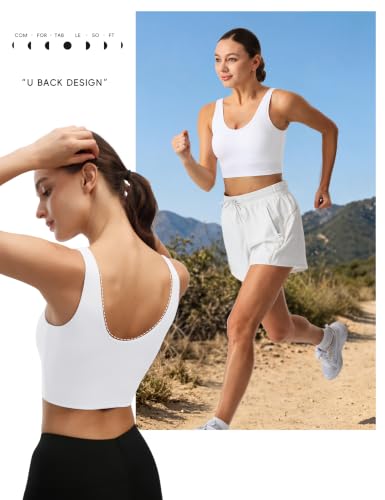 High Impact Long Line Sports Bra Women Padded Running Gym Workout Top White - image 2