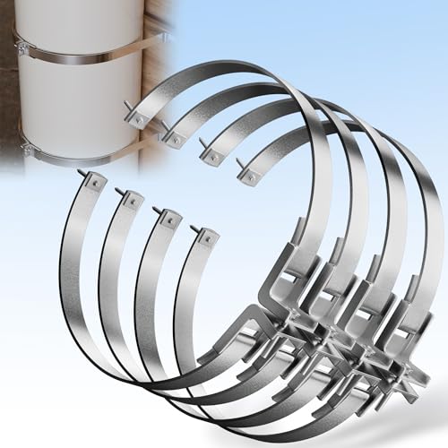 CHOWZZ 4 Sets Universal Water Heater Earthquake Strap Kit, Expansion Tank Mounting Bracket, Water Heater Stand for up to 80gallon Water Tank with Install Accessory- Stainless Steel Straps