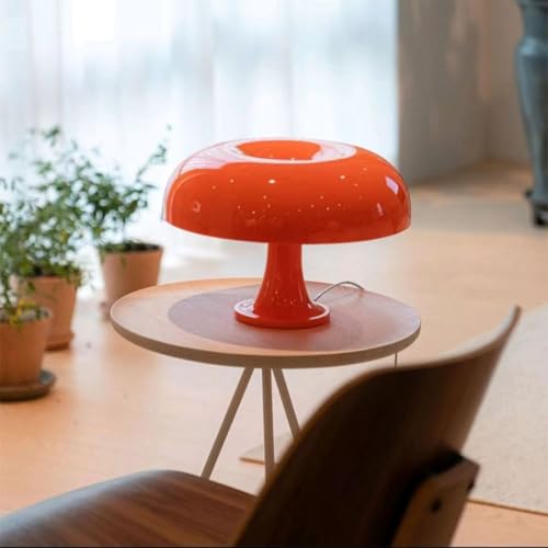 Image of Retro Mushroom Table Lamp for Home Decor | Warm Ambient Light for Bedroom, Living Room & Study | Diwali Decorative Lamp | Modern Minimalist Bedside Lamp | Orange - 320 x 223 mm