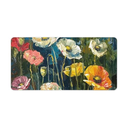 Dark Green Plants Desk Mat Non-Slip Laptop Writing Pad Large Keyboard Mousepad with Rubber Base 23.6" X 11.8" Desk Protector Mat for Computer, Work, Gaming