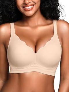 Cuteio Wireless Jelly Bras for Women No Underwire with Support - Seamless Wirefree Bralettes Everyday Full Coverage Comfort Tshirt Padded Bra Nude M