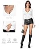 ALGALAROUND Women's T-Shirts Long Sleeve Tops V-Neck Shirt Slim Fit Ladies Top Going Out Basic Sexy Shirt Winter Tee Clothes White S #5