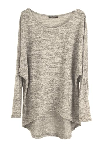 Emma & Giovanni - Tunique Style Oversize Manche Chauve Souris - Femme (Beige, L-XL)