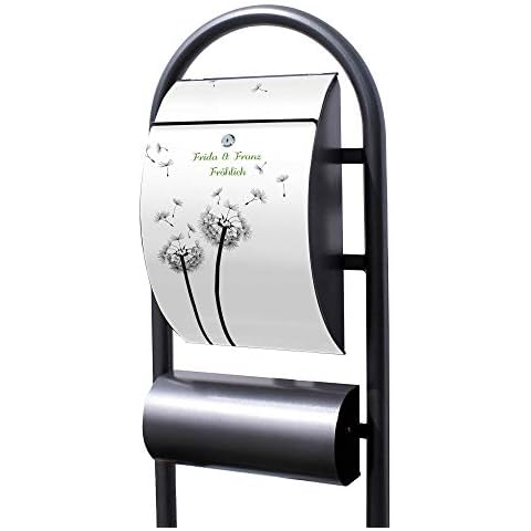 Banjado® Stand Briefkasten in Hammerschlag-Optik in Größe 150x47x22cm mit Motiv WT Pusteblume 2 - Briefkasten mit Standfuß/Postkasten freistehend als Standbriefkasten Cover