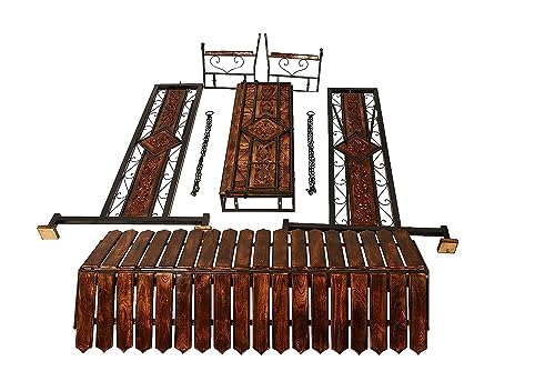 Image of Habiba Art Store Swing Jhula Chair, Hammock, Outdoor - 3 Seater Solid Wood & Iron Swing Jhoola Swing Jhula, Hammock Jhula, Cradle for Relaxing Outdoor Seating