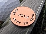 Personalized Golf Ball Marker: Hand Stamped, Custom Golf Ball Marker in Copper.Christmas, Men's gift, Valentine's Day, birthday, anniversary