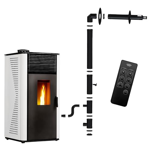 Poêle à granulés étanche Anita 15 kW Blanc Sannover + Kit d'installation Complet