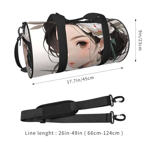 White peony Printed Travel Bag,Round Personal Item Storage bag,Foldie Duffel Bag for Traveling Vacation,Fitness,Sports4