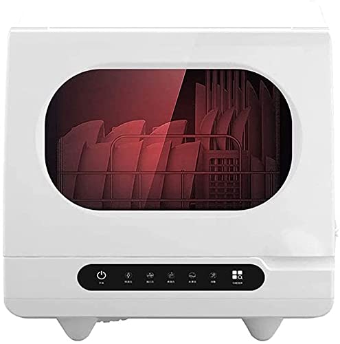 Mini lavavajillas, lavavajillas de mesa de 6 lugares, lavavajillas portátil UV, toque el botón 360 grados y rocíe 72 ° esterilización a alta temperatura, fácil de limpiar, secado rápido