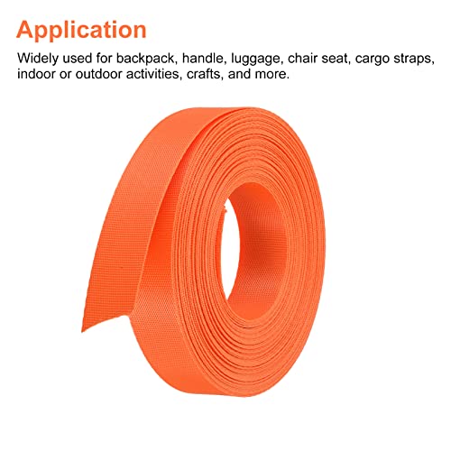 Image of MECCANIXITY Flat Nylon Webbing Strap 1 Inch 15 Yards Bright Orange for Backpack Cargo Strap Luggage-rack