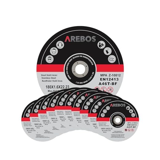 Arebos Skärskivor 50 stycken | Ø 180 mm x 1,8 mm x 22,2 mm | lämplig för stål, rostfritt stål, inox, järn, plåt, metall | framåt och bakåt | EN 12413 | certifierad av (MPA)