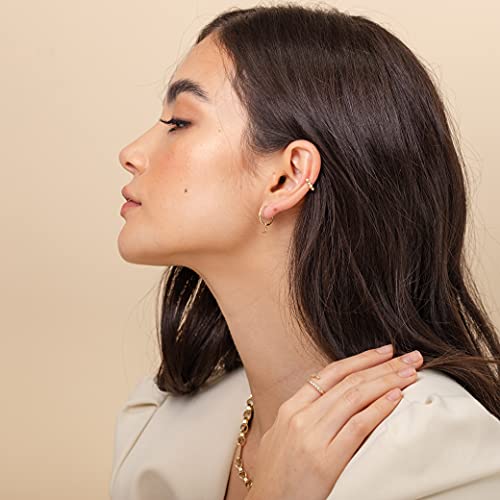Image of PAVOI 14K Gold Plated 925 Sterling Silver Round Huggie Ear Cuff Earrings for Women | Clip On Cartilage Cuff Earrings